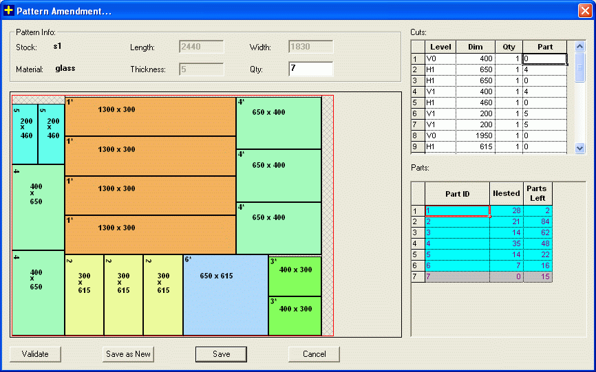 Pattern Amendment : Optional Add on Module for Nesting Software - User Interface