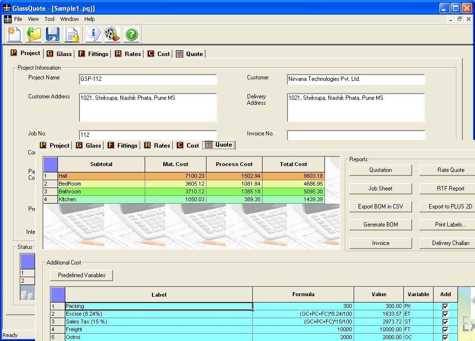 PLUS Glass Qtuote : Quote Generation Software