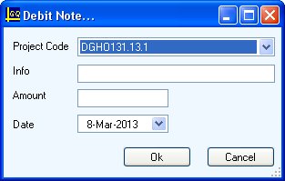 Add / Modify Debit Note Form