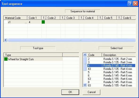 Setting of tool sequence