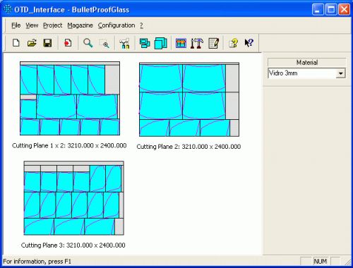 Graphic area of OTD_Interface displaying layouts from Imported OTD files (Non - Rectangular Shapes)