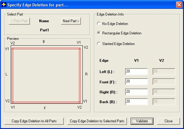 Edge Deletion Dailog:- PLUS 2D Glass