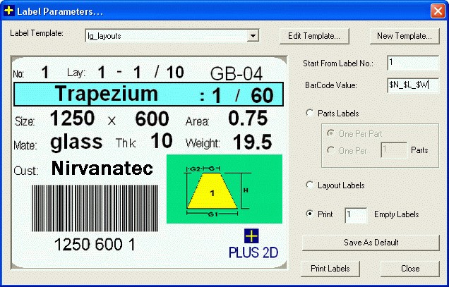 Bar Code Labeling - Add on Module - Nesting software