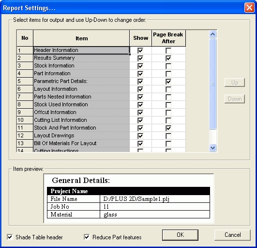 Report Setting Dialog Box