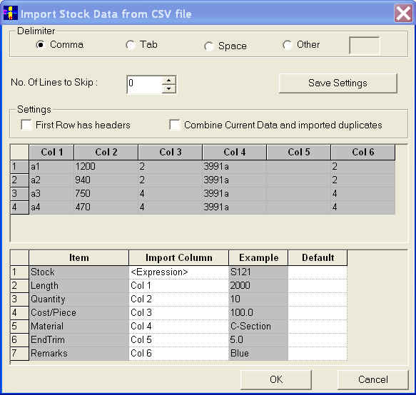 Nesting Software : Import Stock Data From CSV